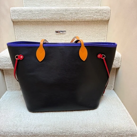 Louis Vuitton Neverfull in EPI Leather Tri colour Noir Figue Safran - Picture 6 of 9